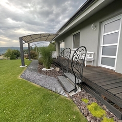 Hand-forged railing with steps on the terrace of a family house - exterior railing and stairs Hand-forged railing with steps on the terrace of a family house - exterior railing and stairs