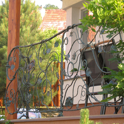 A wrought iron railing - sunflower A wrought iron railing - sunflower