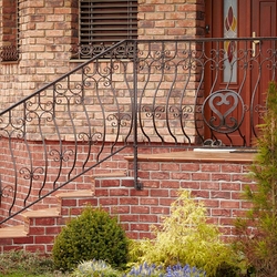 A wrought iron railing - house entrance A wrought iron railing - house entrance