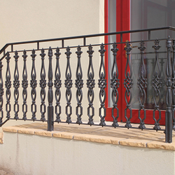 Forged exterior railing - cast iron railing on a bourgeois house Forged exterior railing - cast iron railing on a bourgeois house