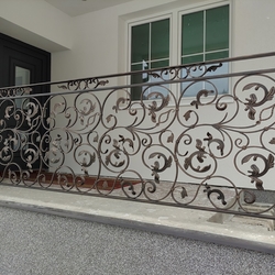 Forged exterior railing at a family home entrance Forged exterior railing at a family home entrance